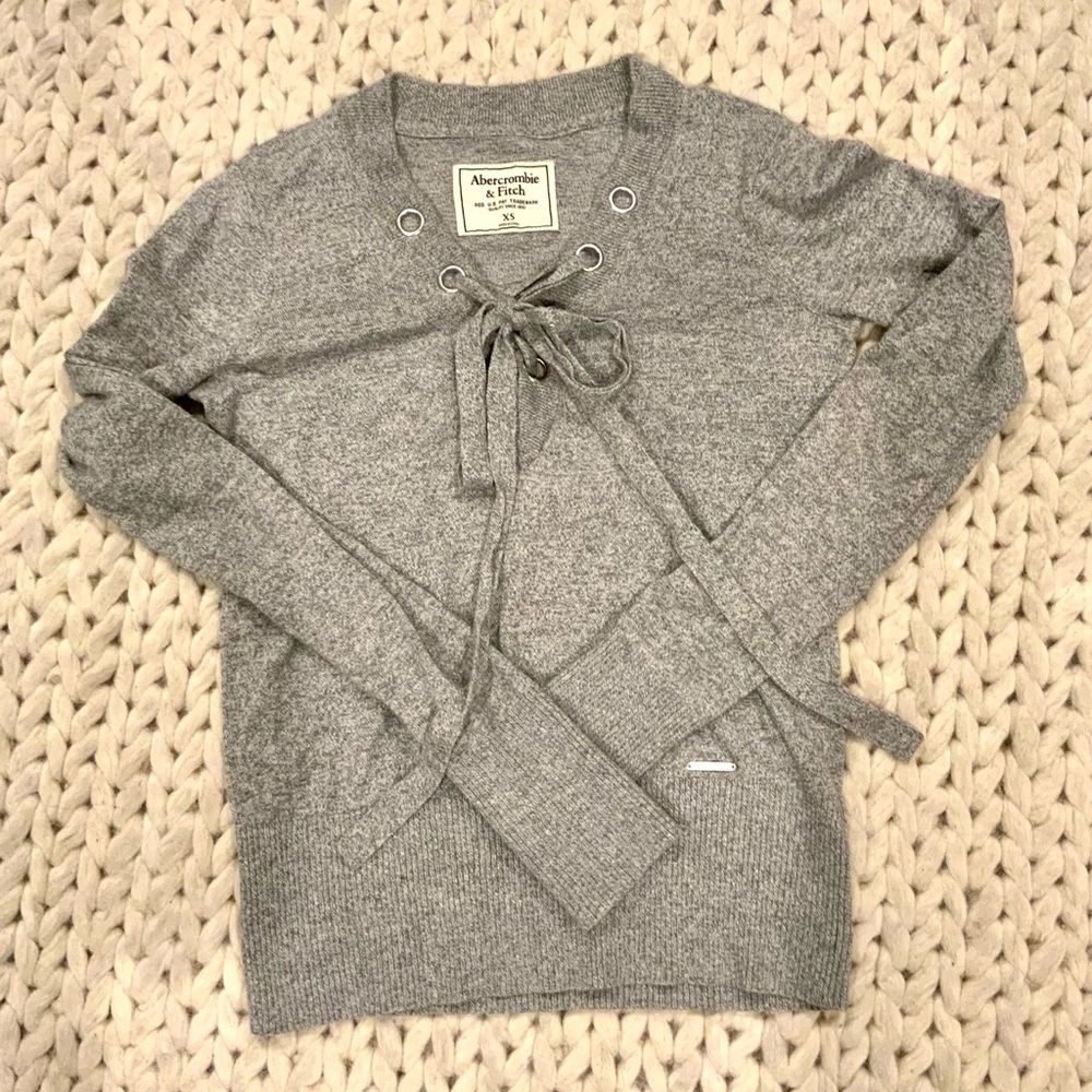 Abercrombie sweater with cross cross tie
